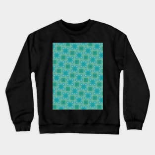 Teal and Green Squares and Butterfly Shaped Pattern - WelshDesignsTP003 Crewneck Sweatshirt